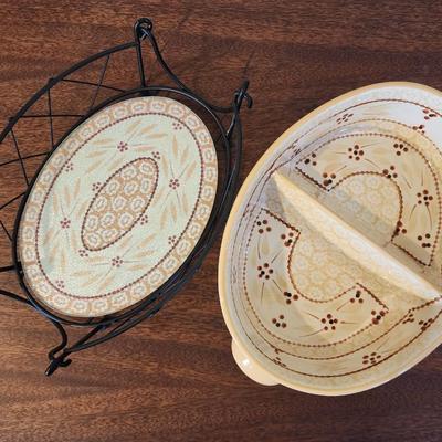 Temp-tations by Tara - Old World Hospitality 6 Piece oven-to-table Serving set - Divided Vegetable, Rectangle Casserole