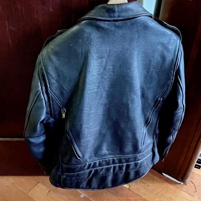 Lot 111 Foxcraft Leather Biker Jacket Size 46 & Chippewa Engineer Leather Boots Size 10D