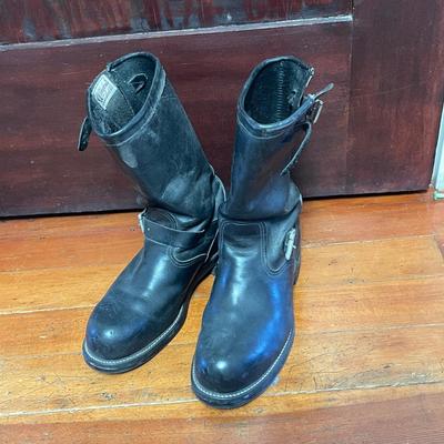 Lot 111 Foxcraft Leather Biker Jacket Size 46 & Chippewa Engineer Leather Boots Size 10D