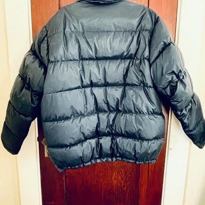 Lot 123 Spiewak NY Down Winter Jacket Size Large Puffy NAVY BLUE Zipper Hood Drawstring Waist