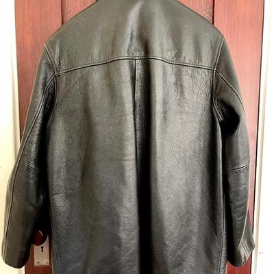 Lot 124 Mens Black Leather Jacket Hip Length by John Ashford Size Medium