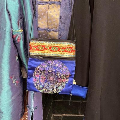 Lot 127 Ladies Asian Style 3 Silk  Jackets Size Small + Silk Purse