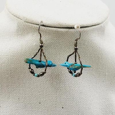 HANDCRAFTED SILVER & TURQUOISE EARRINGS