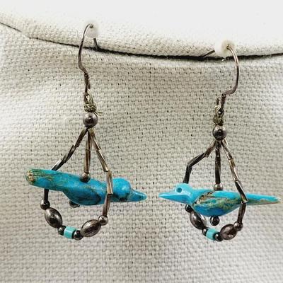 HANDCRAFTED SILVER & TURQUOISE EARRINGS