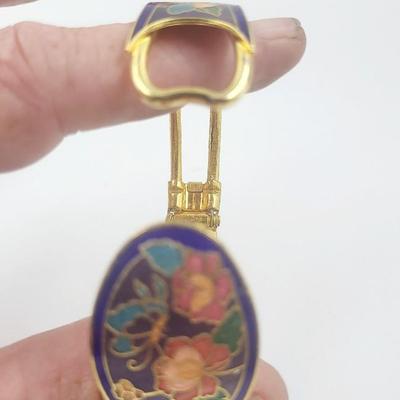 HINGED GOLD TONED CLOISONNE MUTI COLORED BRACELET