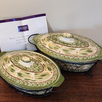 Temp-tations by Tara - Old World Hospitality Set of 2 Covered Casserole Serving Sets