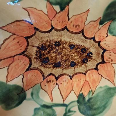Beautiful 16" free form footed sunflower platter - Fleur de Soleil Romancing Provence Collection - Hand painted