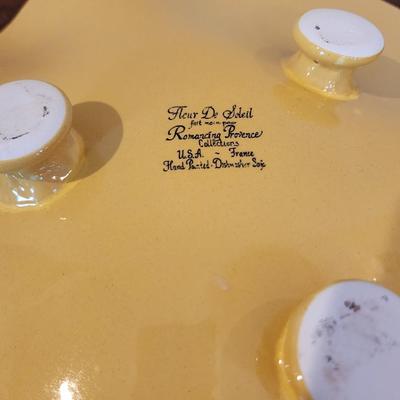 Beautiful 16" free form footed sunflower platter - Fleur de Soleil Romancing Provence Collection - Hand painted