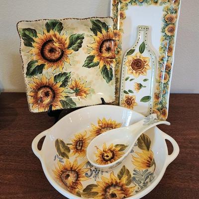 Sunflower Lot #2 Hand painted ceramic decorative dishes