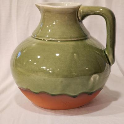 Style-Eyes Terra Cotta with Green Glaze 8" Sangria Pitcher