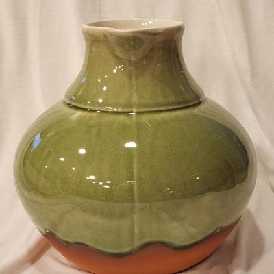 Style-Eyes Terra Cotta with Green Glaze 8" Sangria Pitcher