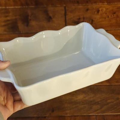 Set of 3 BICO Brand White Baking Dishes with Scalloped Edges