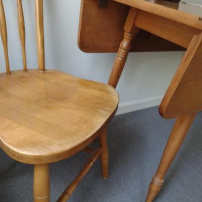 Solid Wood Drop Leaf Table With Two Chairs - B