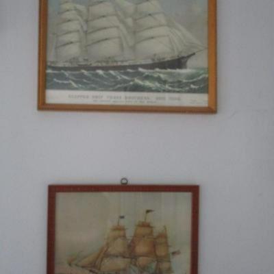 Set of Three Framed Art Ship Pictures ( See all Pictures)- B