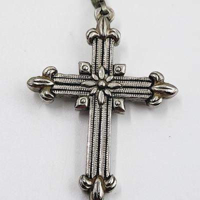 VINTAGE SILVER TONED CELTIC CROSS PENDANT