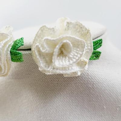 CUTE CRCHET WHITE ROSE EARRINGS
