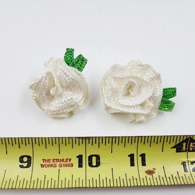 CUTE CRCHET WHITE ROSE EARRINGS
