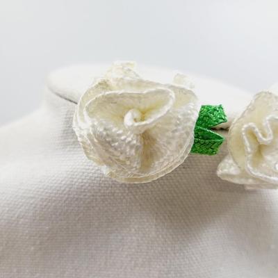 CUTE CRCHET WHITE ROSE EARRINGS