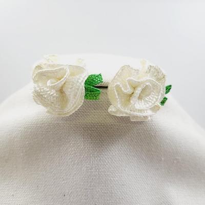 CUTE CRCHET WHITE ROSE EARRINGS