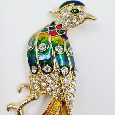 ABSOLUTELY STUNNING FAUX VINTAGE FAUX RINESTONE BIRD BROOCH