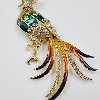 ABSOLUTELY STUNNING FAUX VINTAGE FAUX RINESTONE BIRD BROOCH