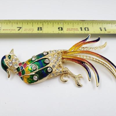 ABSOLUTELY STUNNING FAUX VINTAGE FAUX RINESTONE BIRD BROOCH