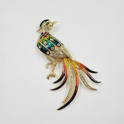 ABSOLUTELY STUNNING FAUX VINTAGE FAUX RINESTONE BIRD BROOCH