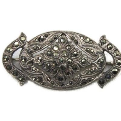LOT 9: Sterling Silver Marcasite Pin