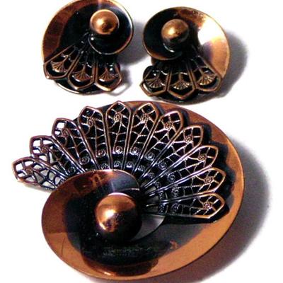 LOT 15: Copper Brooch & Earrings