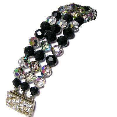 LOTJ: Flashy AB Crystal Triple Strand Bracelet with Rhinestone Clasp