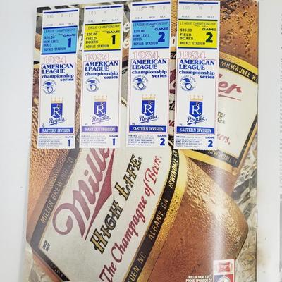 1984 AMERICAN LEAGUE CHAMPIONSHIP SERIES OFFICIAL SCOREBOARD W/ TICKET STUBBS
