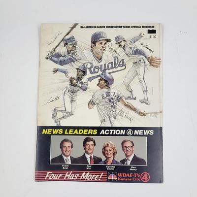 1984 AMERICAN LEAGUE CHAMPIONSHIP SERIES OFFICIAL SCOREBOARD W/ TICKET STUBBS