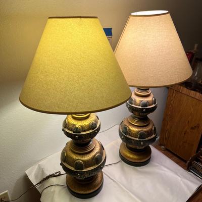 Pair of Gold and Black Table Lamps  (DR-JM)