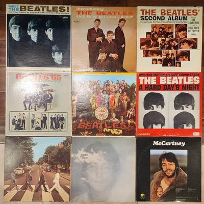 9 Piece Lot- Beatles, John Lennon. Paul McCartney Vinyl LP Albums