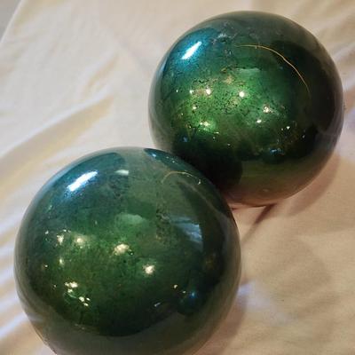 Lot of 7 - 4" jewel tone orbs in bowl