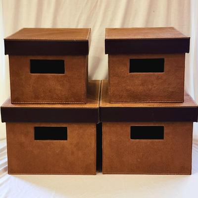 Lot of 4 Ultrasuede Storage Boxes