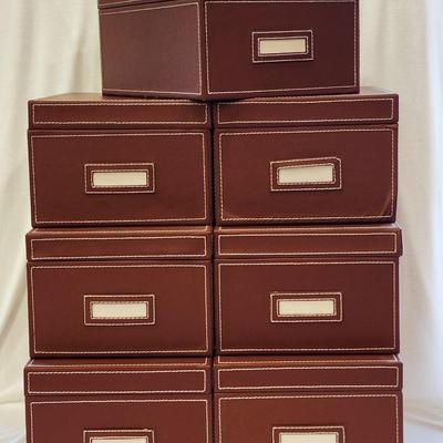 Lot of 7 Faux Leather Photo File Boxes
