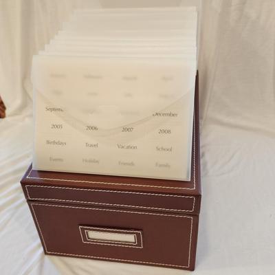 Lot of 7 Faux Leather Photo File Boxes