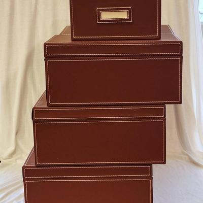Lot of 7 Faux Leather Photo File Boxes