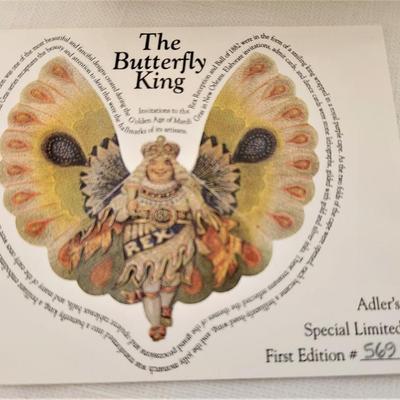 Lot #55  Limited Edition (Retired) ADLER Butterfly King Mardi Gras Ornament in Box