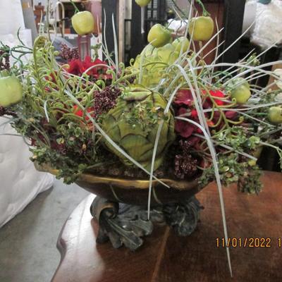 Silk Flower Arrangements in Metal Pots