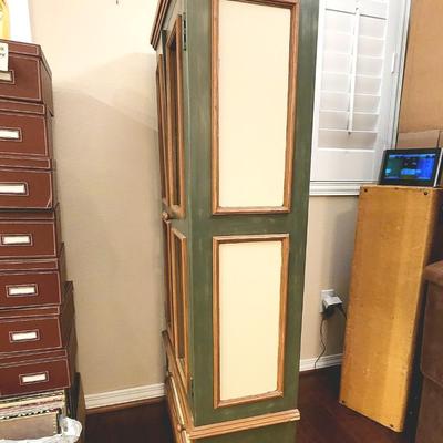 Petite Cabinet Bookcase with glass doors and  faux drawer front 56" tall x 26.5" wide x 12" deep
