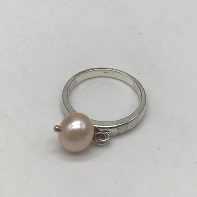 Pink Pearl And Silver 925 Ring