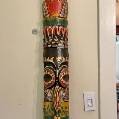 Lot 135 Tribal Totem Pole Carved & Painted Wood 79" tall