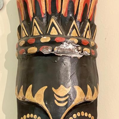Lot 135 Tribal Totem Pole Carved & Painted Wood 79" tall