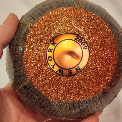 Joan Rivers QVC 2009 Christmas Ornament New York City Skyline Fireworks Includes Satin Box & Mercury Glass Stand