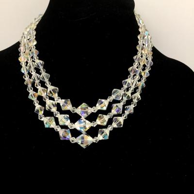 Vintage 3 Strand Crystal Necklace