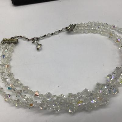 Vintage 3 Strand Crystal Necklace