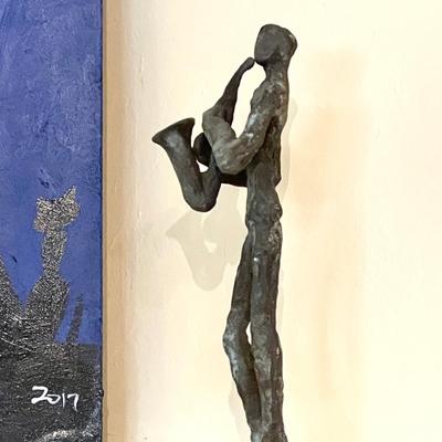 Lot 143  New Orleans Jazz Man on Saxophone Painting & Sculpture