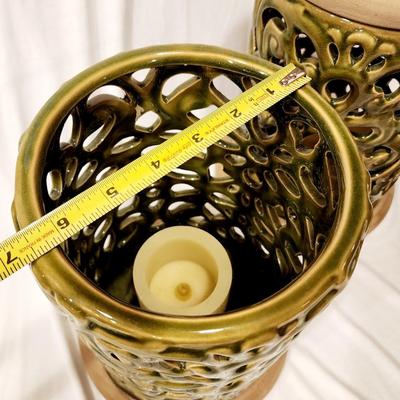 Pair of Large Decorative Bird Lantern Jars w/ Battery Op Candles